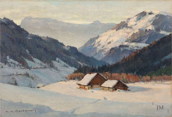 La vallée des Contamines en hiver, Haute-Savoie, France